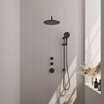 Brauer Black Carving Regendoucheset inbouw - hoofddouche 30cm - Wandarm - glijstang - met inbouwdeel - 3 Carving knoppen - handdouche Rond 1 stand - mat zwart SW716199