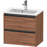 Duravit Ketho 2 wastafelonderbouwkast met 2 laden 61x39x54.9cm met grepen antraciet noten mat SW772418