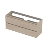 INK Wastafelonderkast - 120x40x52cm - 2 lades - greeploos - houten keerlijst - MFC Ivoor eiken SW798278