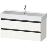 Duravit Ketho 2 wastafelonderbouwkast met 2 laden voor enkele wastafel 118.4x46x54.9cm met grepen antraciet hoogglans wit SW772941
