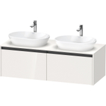 Duravit Ketho 2 wastafelonderbouwkast incl. consoleplaat met 2 laden voor dubbele waskommen 140x55x45.9cm met handgrepen antraciet hoogglans wit SW772330