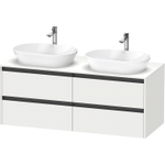 Duravit Ketho 2 wastafelonderbouwkast incl. consoleplaat met 4 laden voor dubbele waskommen 140x55x56.8cm met handgrepen antraciet wit mat SW772887