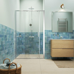 Sealskin Inc. Tweedelige schuifdeur in nis 140x200cm 8mm helder veiligheidsglas met antikalklaag Zilver hoogglans SW795473