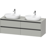 Duravit Ketho 2 wastafelonderbouwkast incl. consoleplaat met 4 laden voor dubbele waskommen 160x55x56.8cm met handgrepen antraciet betongrijs mat SW772254