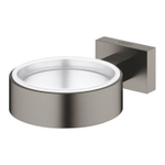 GROHE Essentials Cube Bekerhouder - 7.2x10.7x2.8cm - zonder glas - brushed hard graphite SW444517