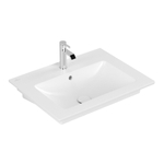 Villeroy & Boch Venticello wastafel 1 kraangat 65x50cm (geschikt voor 3 kr.gaten) met overloop Ceramic+ stone white SW209641