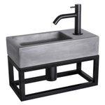 Differnz Ravo fonteinset - 38.5x18.5x25cm - Rechthoek - 1 kraangat - Gebogen matte zwarte kraan - met zwart frame - beton donkergrijs SW373229