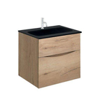 Crosswater Glide II Badmeubelset - 50x45x52cm - 2 lades - greeploos - wastafel zwart - kraangat -windsor oak SW892084