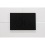 QeramiQ Push metal Bedieningsplaat Mat Zwart met ronde dualflush frontbediening voor Geberit UP320 inbouwreservoir SW706192