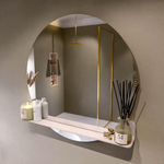 Mondiaz SPOT Badkamerspiegel - rond 90cm - spiegelplanchet - kleur Rosee SW1235594