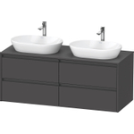 Duravit Ketho 2 wastafelonderbouwkast incl. consoleplaat met 4 laden voor dubbele waskommen 140x55x56.8cm met handgrepen antraciet grafiet mat SW772994