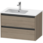 Duravit Ketho 2 wastafelonderbouwkast met 2 laden voor waskom links 81x48x54.9cm met grepen antraciet eiken terra mat SW773030