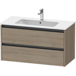 Duravit Ketho 2 wastafelonderbouwkast met 2 laden 101x48x55cm met grepen antraciet eiken terra mat SW771818