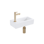 Fortifura Fuente fonteinset - 36x18.5x9cm - 1 kraangat - solid surface - fonteinkraan messing geborsteld - mat wit SW1111573