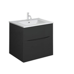 Crosswater Glide II Wastafelonderkast - 50x45x52cm - 2 lades - greeploos - zwart mat SW670239