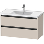 Duravit Ketho 2 wastafelonderbouwkast met 2 laden 98.4x45.5x54.9cm met grepen antraciet taupe mat SW772073