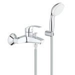 Grohe Eurosmart badkraan met omstel en koppelingen met douchegarnituur chroom/wit SW108052