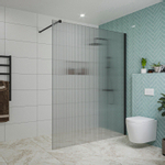 Fortifura Galeria inloopdouche - 160x200cm - ribbelglas - wandarm - mat zwart SW876969