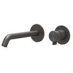 IVY Tribe Wastafelmengkraan - 2-gats - met inbouwdeel - wandmontage - gebogen uitloop - coldstart - RVS316 - geborsteld carbon black PVD SW1235860