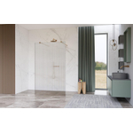 Fortifura Galeria Vrijstaande Inloopdouche - 180x200cm - Helder geribbeld - antikalk - 8mm veiligheidsglas - wandsteunen - Geborsteld koper PVD (Koper) SW992937