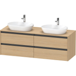 Duravit Ketho 2 wastafelonderbouwkast incl. consoleplaat met 4 laden voor dubbele waskommen 160x55x56.8cm met handgrepen antraciet natuur eiken mat SW772265