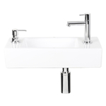 Differnz Sapon fonteinset - 42x18.5x9cm - Rechthoek - 1 kraangat - warm/koud water - Chroom - Keramiek Wit SW471270