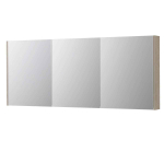 INK SPK2 Spiegelkast - 180x14x74cm - 3 deuren - dubbelzijdige Spiegel - schakelaar en stopcontact - MFC Ivoor eiken SW798194