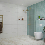 Fortifura Galeria inloopdouche - 50x200cm - ribbelglas - wandarm - Geborsteld Messing PVD (Goud) SW877042