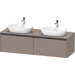 Duravit Ketho 2 wastafelonderbouwkast incl. consoleplaat met 2 laden voor dubbele waskommen 160x55x45.9cm met handgrepen antraciet basalt mat SW772772