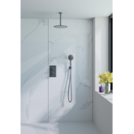 Fortifura Calvi Inbouw Regendoucheset - thermostatisch - plafondarm - 25cm hoofddouche - ronde handdouche - metalen doucheslang - geborsteld Gunmetal PVD SW1131130