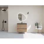 HR badmeubelen Infinity XXL 3D Badkamermeubelset - 80 cm - 1 keramische wasbak djazz mat zwart - 1 kraangat - 2 lades - french oak SW863460