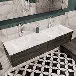 MONDIAZ LUSH Badkamermeubelset - 150cm - 2 lades - wastafel cloud - 2 wasbakken - 2 kraangaten - antracite SW409489