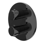 IVY Bond Afbouwdeel - voor Inbouwthermostaat - 1 losse stopkraan - rond rozet - Zwart chroom PVD SW1030906