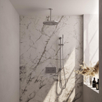 BRAUER Chrome Carving Thermostatische Regendouche inbouw - drukknoppen - SET 66 - 30cm hoofddouche - plafondarm - staaf handdouche - doucheslang - geïntegreerde glijstang - chroom SW925525