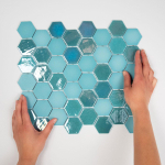 The Mosaic Factory Valencia mozaïektegel 4.3x4.9x0.5cm hexagon turquoise mat en glans voor wand en vloer en voor binnen en buiten vorstbestendig SW382569