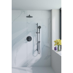 Fortifura Calvi Inbouw Regendoucheset - rond - thermostatisch - wandarm - glijstang - 25cm hoofddouche - ronde handdouche - gladde doucheslang - mat zwart SW1189345