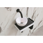 Ink Jazz XS toiletmeubel frame glans wit plateau quartz zwart waskom links polystone 20cm glans wit SW541203