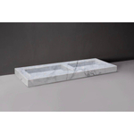 Forzalaqua Palermo Doppio wastafel 140.5x51.5x9cm Rechthoek 0 kraangaten 2 wasbakken Natuursteen Carrara gepolijst SW230717