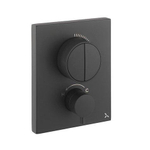 Crosswater Crossbox inbouw douchekraanset thermostatisch met greep en push met hoofddouche, plafondarm en handdocuheset zwart mat SW762032