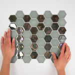 The Mosaic Factory Valencia mozaïektegel 4.3x4.9x0.5cm hexagon khaki mat en glans voor wand en vloer en voor binnen en buiten vorstbestendig SW374591