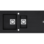 GO by Van Marcke Molto inbouwspoeltafel composiet met 1,5 bakken met afdruip 980 x 500 mm met vierkante manuele plug omkeerbaar zwart SW283664