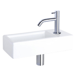 Differnz Hura fonteinset - 38.5x18.5x9cm - Rechthoek - 1 kraangat - chroom gebogen kraan - Keramiek Wit SW285487