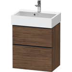 Duravit D-Neo wastafelonderkast 58.4x62.5x37.2cm 2 lades Noten (donker) Mat SW640972