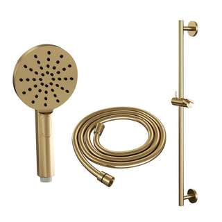 Brauer Gold Edition Douchekraan opbouw - glijstang - 1 functie - 2 gladde knoppen - handdouche rond 3 standen - geborsteld goud