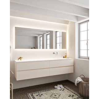 MONDIAZ VICA Badkamermeubelset - 200cm - 4 lades - wasbak Moon rechts - 0 kraangaten - solid surface linen