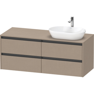 Duravit Ketho 2 wastafelonderbouwkast incl. consoleplaat met 4 laden voor waskom rechts 140x55x56.8cm met handgrepen antraciet Linnen mat