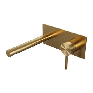 Brauer Gold Edition Wastafelmengkraan inbouw - rechte uitloop links - hendel lang smal - model A 1 - PVD - geborsteld goud