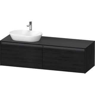 Duravit Ketho 2 wastafelonderbouwkast incl. consoleplaat met 2 laden voor waskom links 160x55x45.9cm met handgrepen antraciet eiken zwart mat