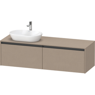 Duravit Ketho 2 wastafelonderbouwkast incl. consoleplaat met 2 laden voor waskom rechts 160x55x45.9cm met handgrepen antraciet Linnen mat