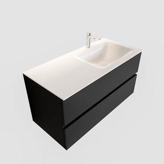 MONDIAZ VICA Badkamermeubelset - 100cm - 2 lades - wasbak Cloud rechts - 1 kraangat - solid surface urban